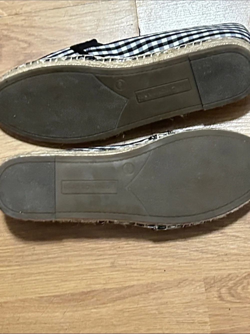 Isaac Mizrahi Black & White Gingham Espadrille Flats Size 8.5 NWOT